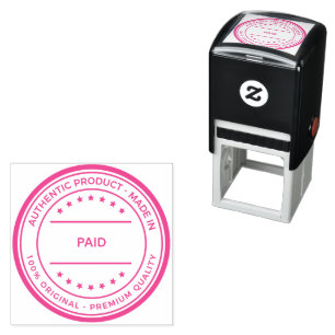 Automático Sello de calidad PAGADO Tinta fucsia que llama la