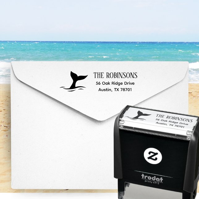Automático Sello de caucho de autotinta para la familia de de (Dolphin fin family address self inking stamp)