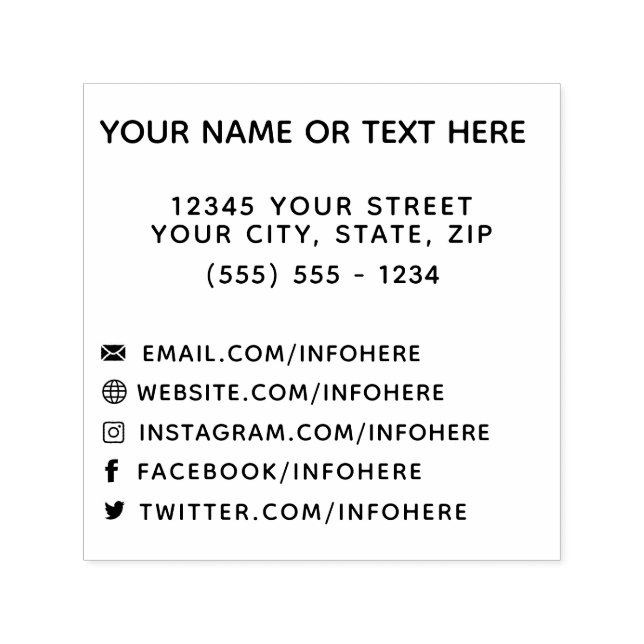 Automático Sello de contacto de medios sociales con informaci (Diseño)