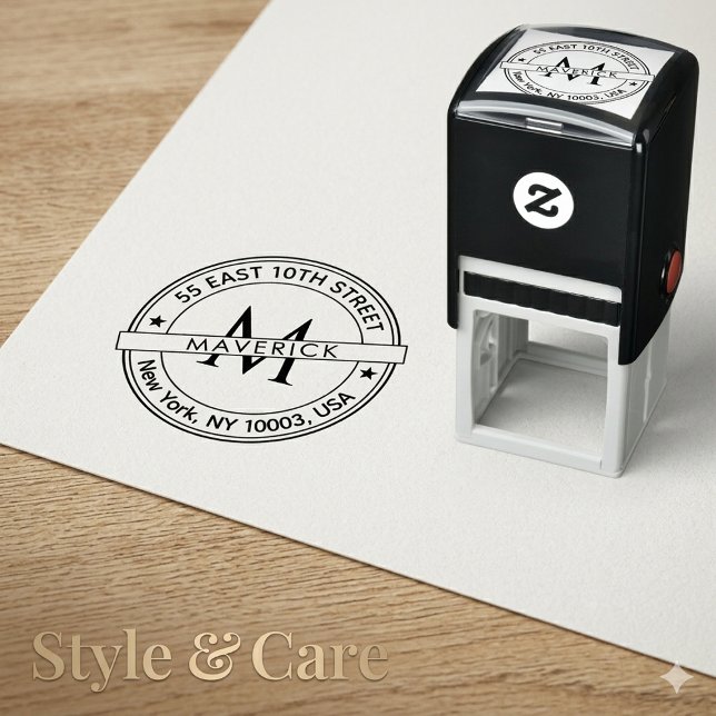 Automático Sello de devolución de dirección con tinta incorpo (Stylish Return Address Self Inking Stamp Mailing)