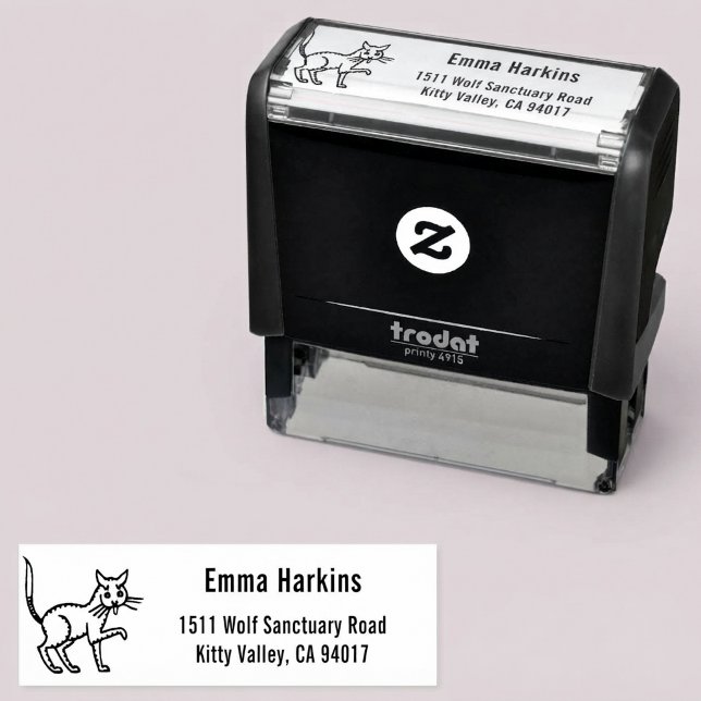 Automático Sello de devolución de dirección de autotintado de (Cute cat return address stamp for kitty cat lovers.)