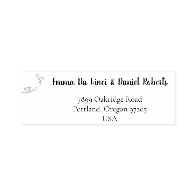 Automático Sello de devolución de dirección de boda con letra (Diseño)