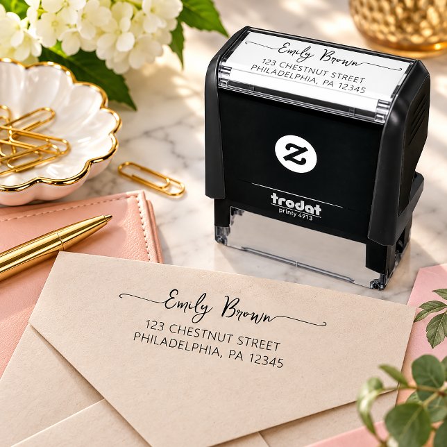 Automático Sello de devolución de dirección personalizado con (Custom Return Address Stamp, Personalized Self-Inking Return Address Stamp)