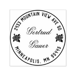 Automático Sello de dirección de autotinta con rosas rojas