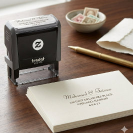 Automático Sello de dirección de devolución de boda elegante