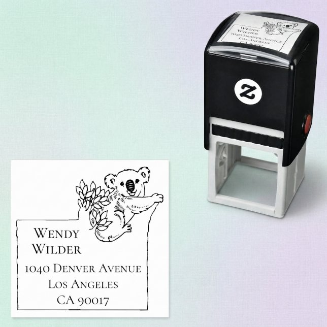 Automático Sello de dirección de devolución de koala lindo co (Koala bear return address stamp for koala lovers and cute animal fans.)