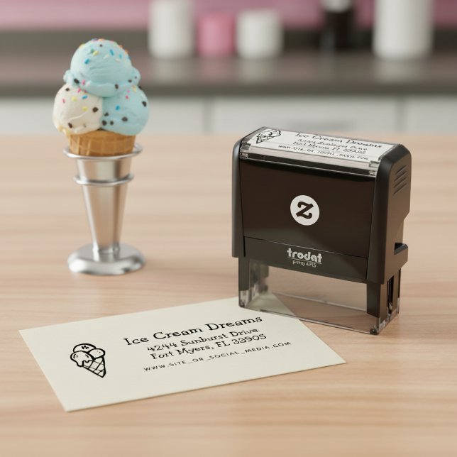 Automático Sello de dirección de devolución de negocio de hel (Ice cream shop business stamp.)