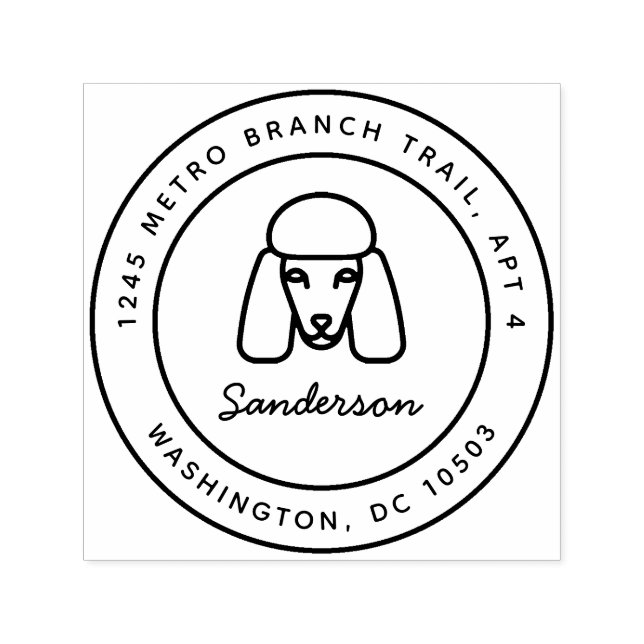 Automático Sello de dirección de devolución de perro caniche (Diseño)