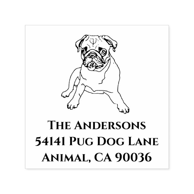 Automático Sello de dirección de devolución de perro Pug pers (Diseño)