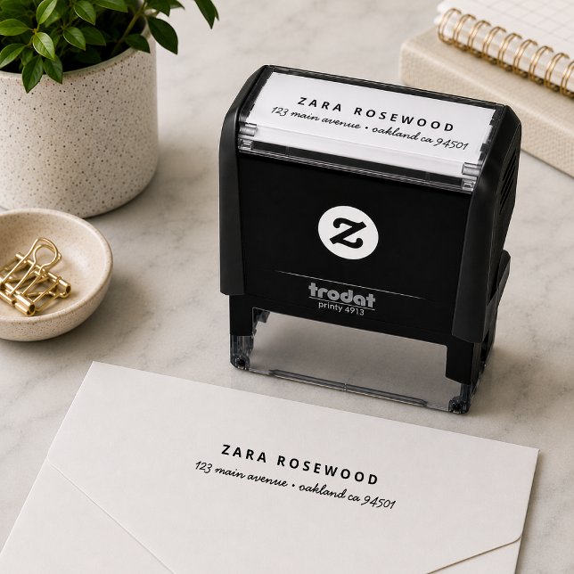 Automático Sello de dirección de devolución | Envío minimalis (Custom return address stamp for envelopes, parcels, invitations, and everyday mail.)