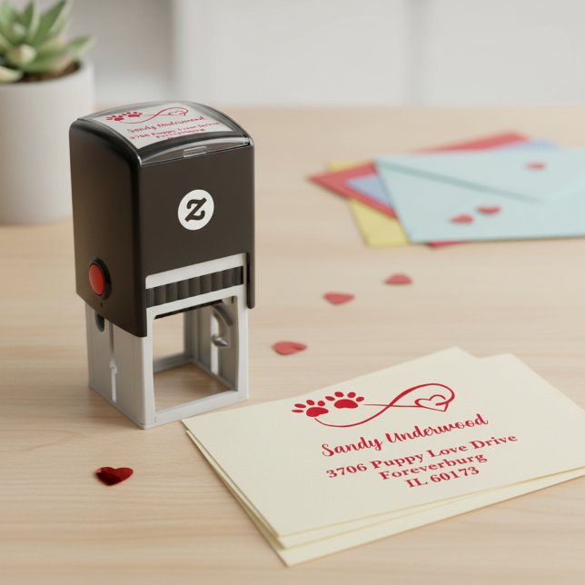 Automático Sello de dirección de devolución pre-entintado Hea (Send every letter with infinite love using this awesome return address stamp 🐾❤️)