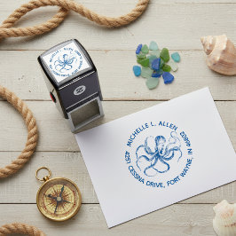 Automático Sello de dirección de devolución redondo de pulpo 