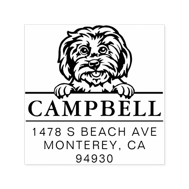 Automático Sello de dirección de perro Personalizado maltés (Diseño)