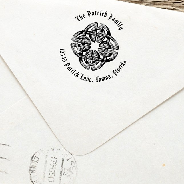 Automático Sello de dirección de retorno celular Simple Rústi (Celtic cross return address stamp. )