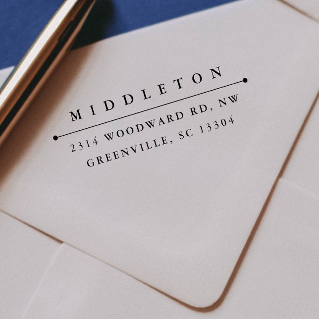 Automático Sello de dirección de retorno de autocifrado "clás (Simple Typography Elegant Return Address Self Inking Stamp)