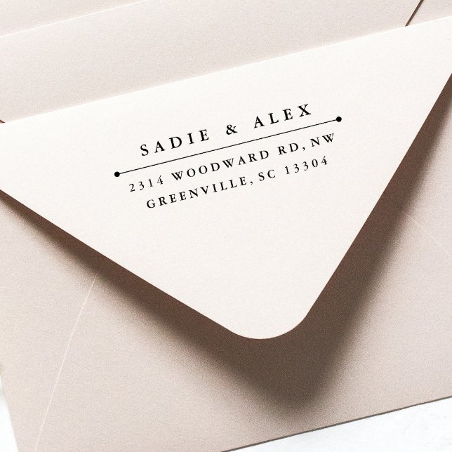 Automático Sello de dirección de retorno de autocifrado "clás (Simple Typography Couples Return Address Self Inking Stamp)