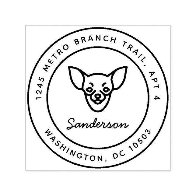 Automático Sello de dirección de retorno de perro de Chihuahu (Diseño)