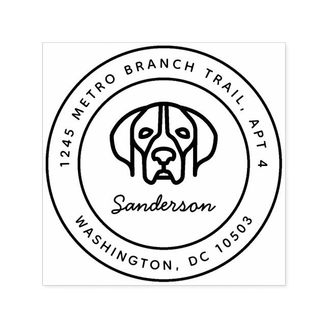 Automático Sello de dirección de retorno de raza de perro pun (Diseño)