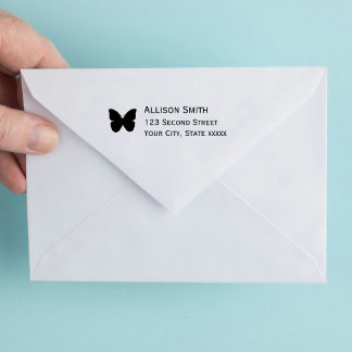 Automático Sello De Dirección Mariposa Negra Simple Moderna