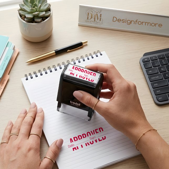 Automático Sello de fecha y firma de oficina aprobado rojo mo (Subido por el creador)