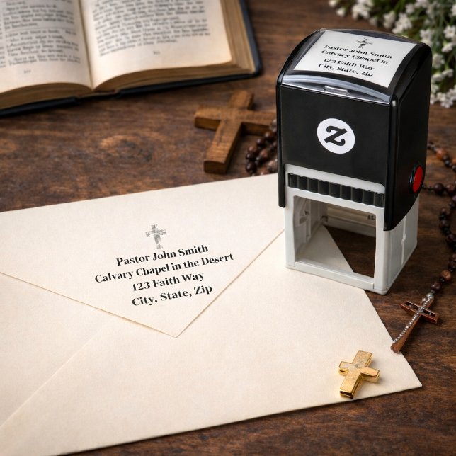 Automático Sello de goma autoentintado de iglesia cruz elegan (Subido por el creador)