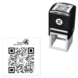 Automático Sello de goma con código QR del logotipo de su emp