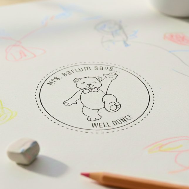 Automático Sello de goma con tema de oso de cumplido de maest (The "Well Done!" Teacher Stamp)