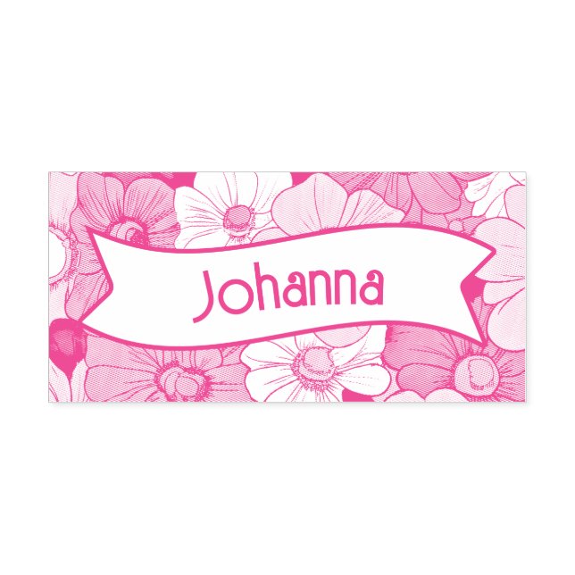 Automático Sello de goma de goma con autotinta de nombre flor (Diseño)