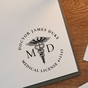 Automático Sello de goma de médico con símbolo de caduceo