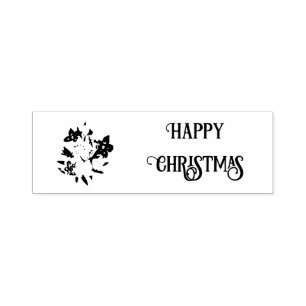 Automático Sello de goma floral de Feliz Navidad