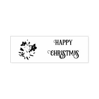 Automático Sello de goma floral de Feliz Navidad