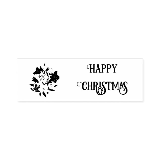 Automático Sello de goma floral de Feliz Navidad (Diseño)