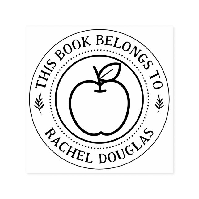 Automático Sello de libro de maestro personalizado | Manzana  (Diseño)