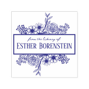 Automático Sello de libro de nombre floral personalizado