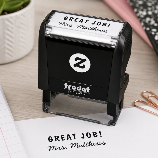 Automático Sello de maestro | Herramienta personalizada para  (Custom classroom reward stamp with teacher name for grading, journals, and worksheets)