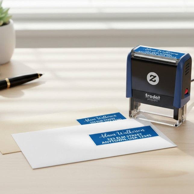 Automático Sello de nombre de guión personalizado con un giro (simple typography address stamper, custom name and address stamp)