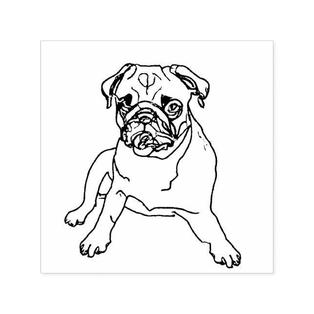 Automático Sello de perro Pug personalizado lindo moderno hip (Diseño)