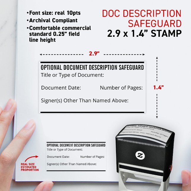 Automático Sello de salvaguarda de descripción de documento n (Notary Document Description Safeguard small self-inking stamp anti-fraud protection mobile tools.)