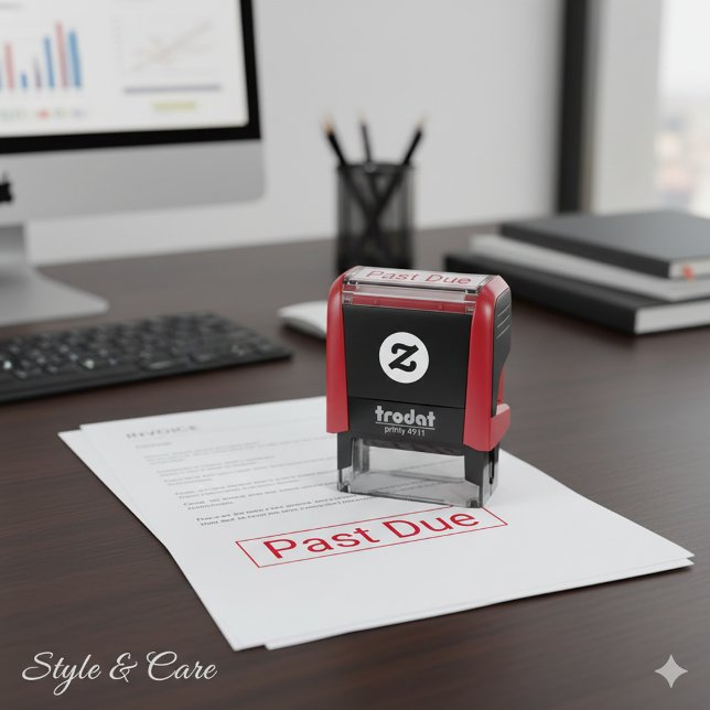 Automático Sello de texto personalizado para vencido con tint (Custom Past Due Text Self Inking Stamp for Office)
