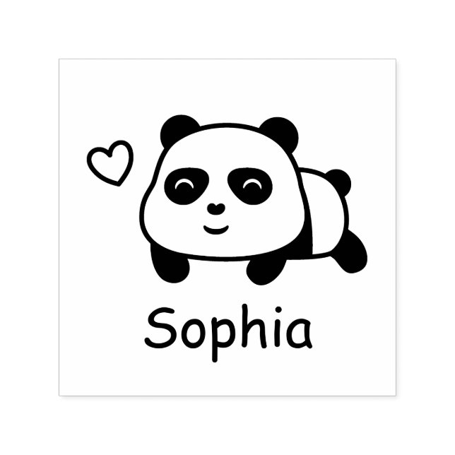 Automático Sello de Tinta con Nombre Personalizado de Panda A (Diseño)