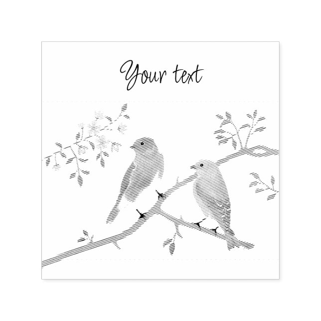 Automático Sello de tinta personalizable de pájaros azules (Diseño)