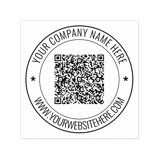 Automático Sello de tinta redonda con código QR y texto perso (Diseño)
