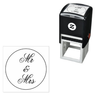 Automático Sello entintado personalizado Sr y Sra para bodas
