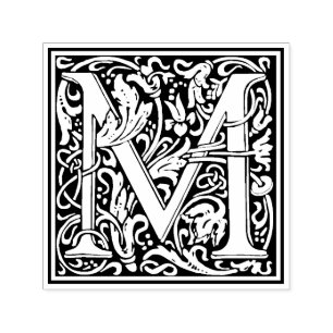 Automático Sello floral victoriano de la letra M de William M