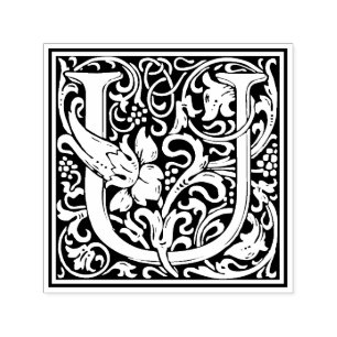 Automático Sello floral victoriano de la letra U de William M