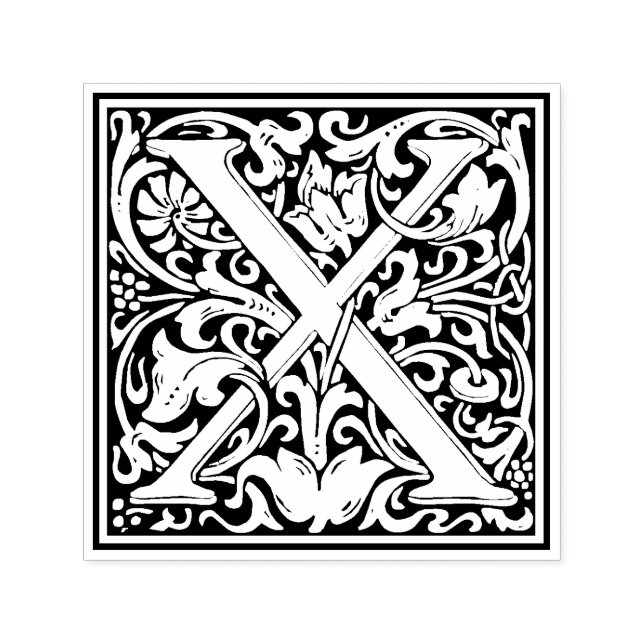 Automático Sello floral victoriano de la letra X de William M (Diseño)