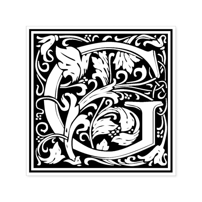 Automático Sello Floral Victoriano Letra G de William Morris (Diseño)