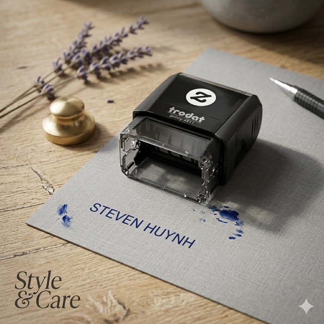 Automático Sello personalizado mini de tinta propia con nombr (Personalized Mini Self-Inking Stamp with Name)