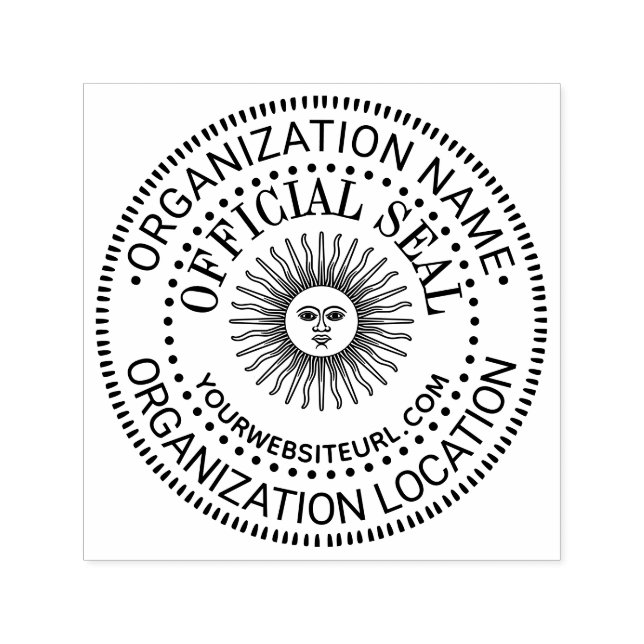 Automático Sol Con Rostro Sello Oficial Genérico Nombre Ubica (Diseño)