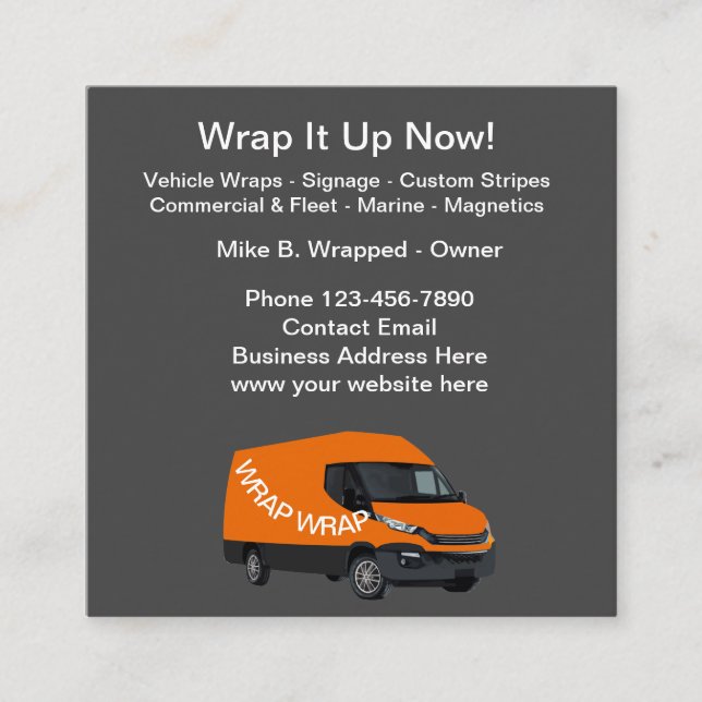 Automotive Vehículo Car Wraps Tarjetas Comerciales (Anverso)